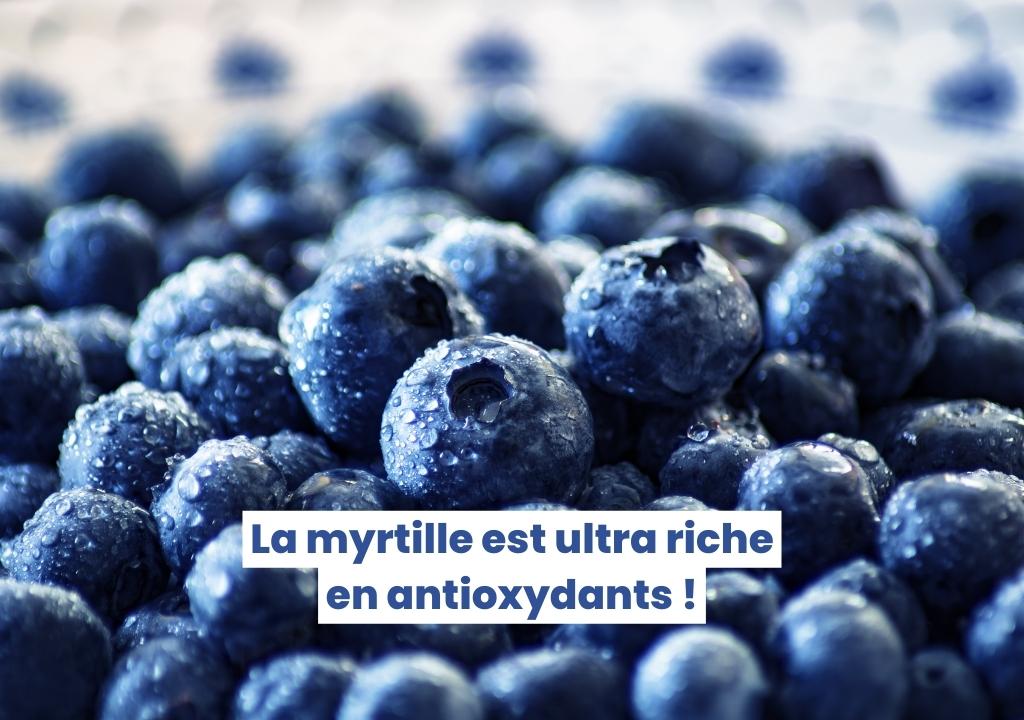 Myrtilles et mention de leur richesse en antioxydants