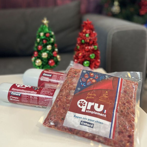 repas_de_noel_pour_chien_recette_canard_qru_2025_1 Repas de Noël pour chien avec les deux recettes qru au canard.