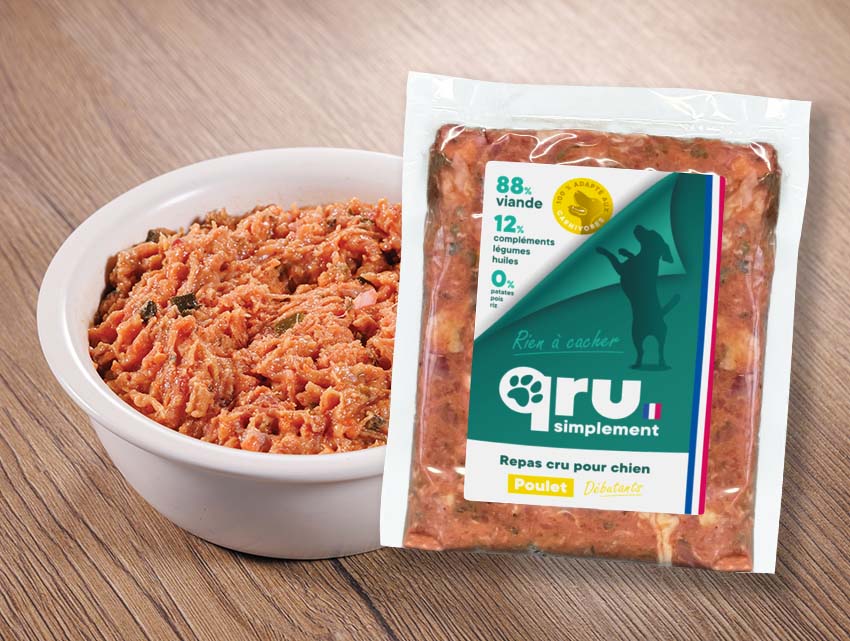 Repas hachés qru : alimentation crue pour chiens et chats