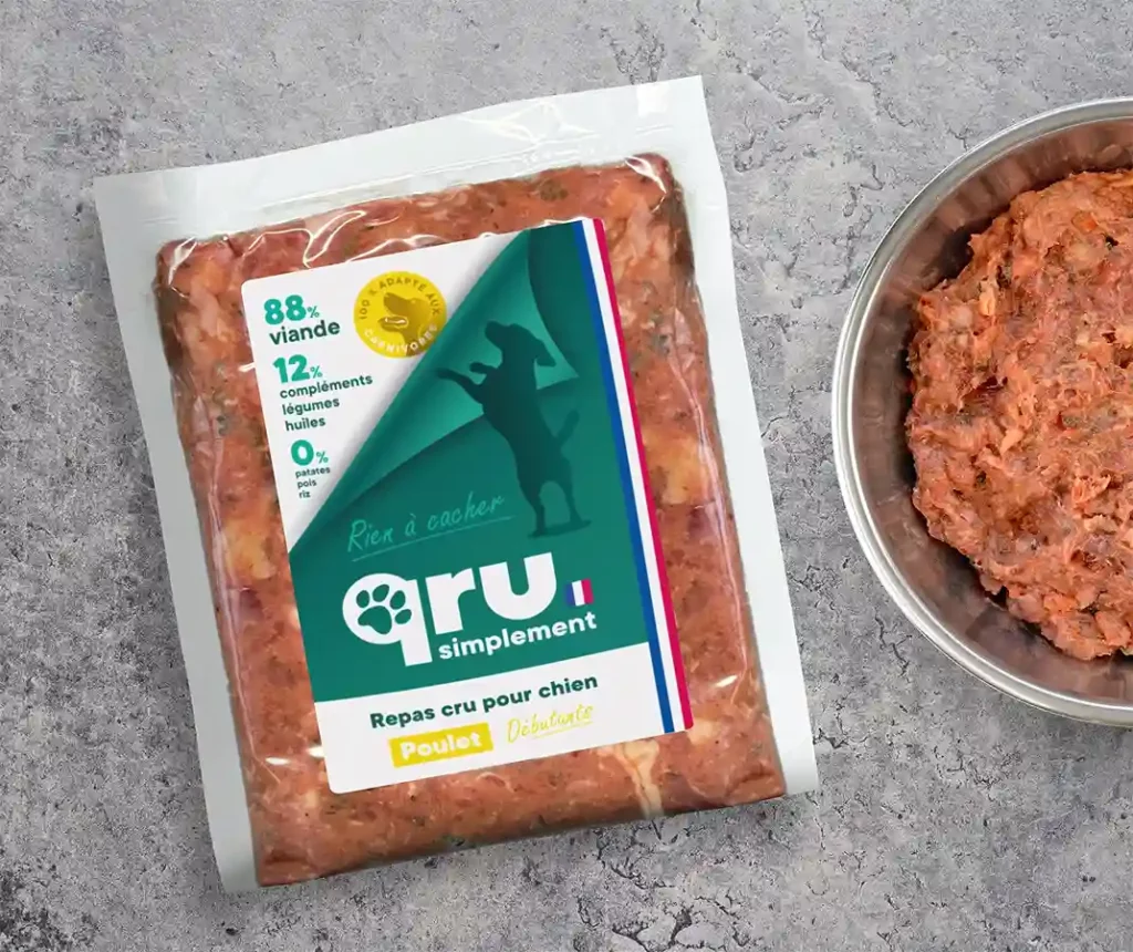 sachet_au-centre_poulet Repas haché pour chien au poulet