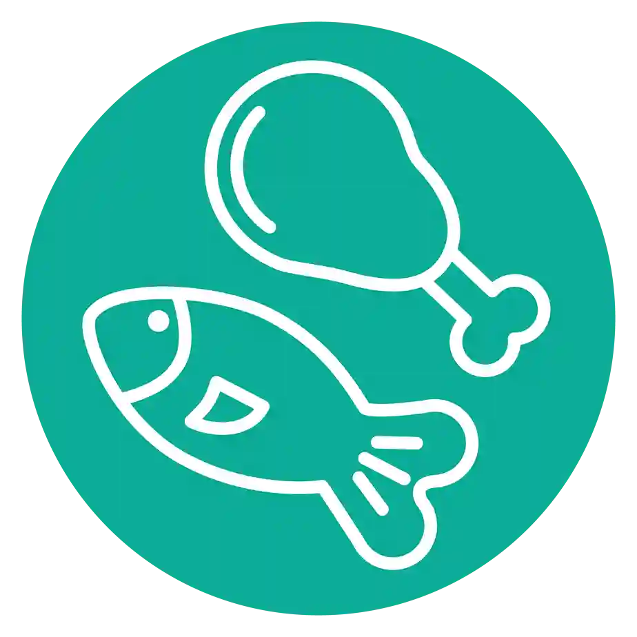 Icone représentant un poisson et de la viande.