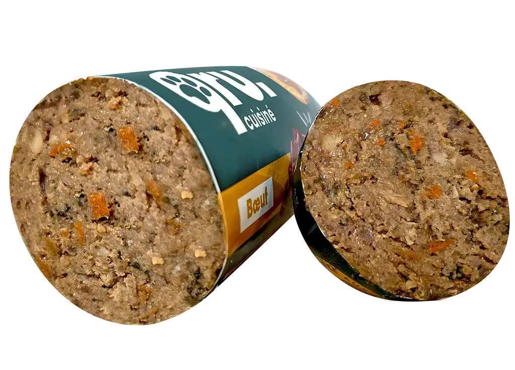 Tranche de saucisson qru repas pour chien